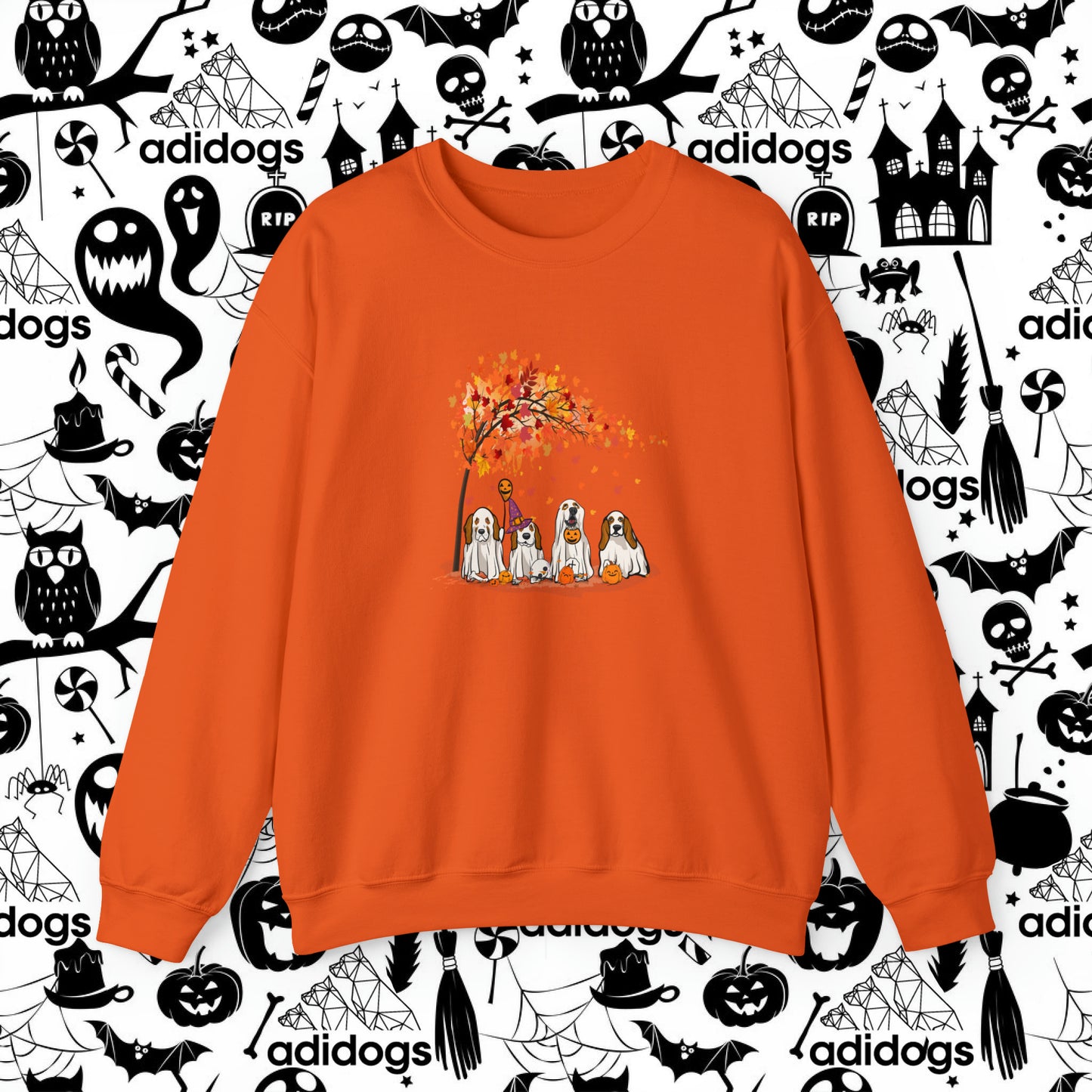 Basset Hound Fall Vibes Halloween Sweatshirts