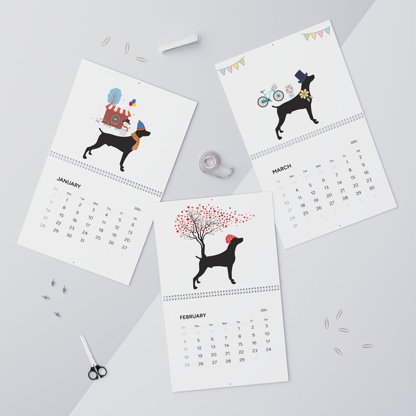 Weimaraner Wall Calendar 2024