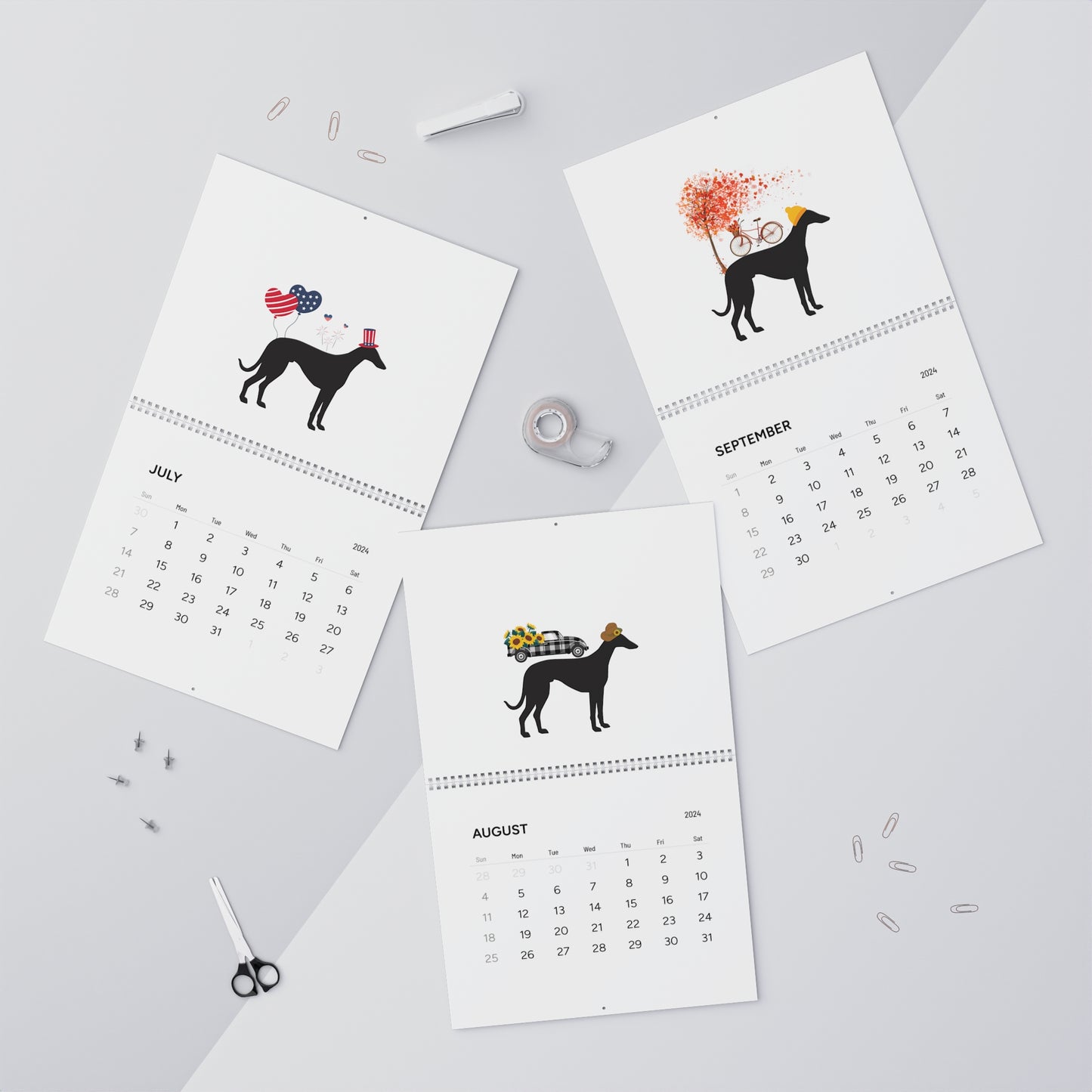 Whippet Wall Calendar 2024