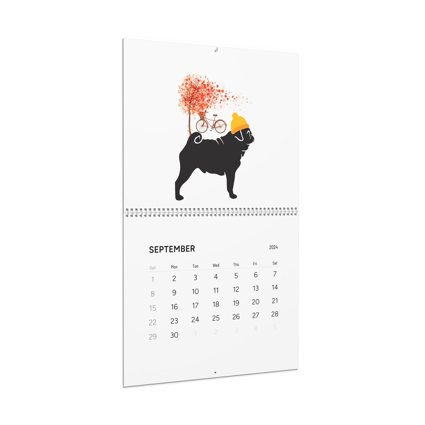 Pug Wall Calendar 2024