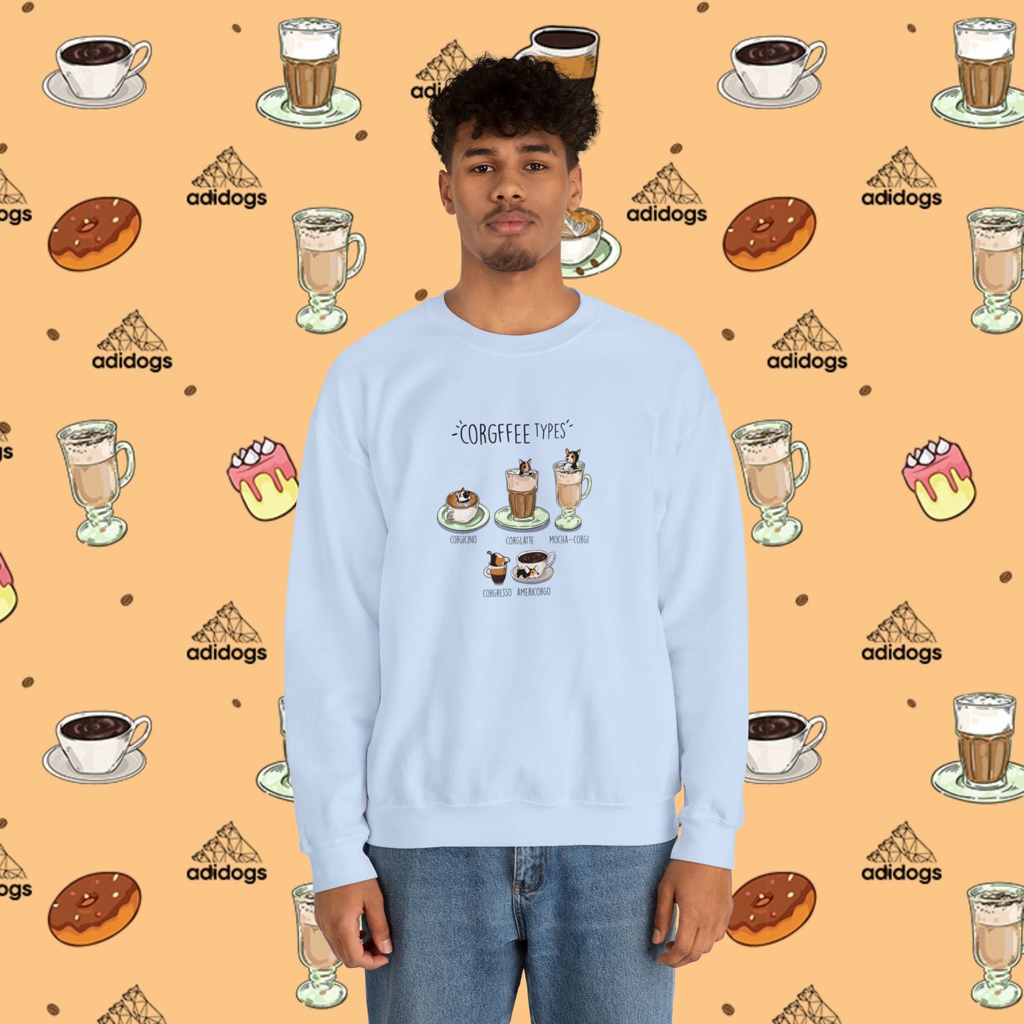 Tri-Color Corgi Lovers Coffee Sweatshirts