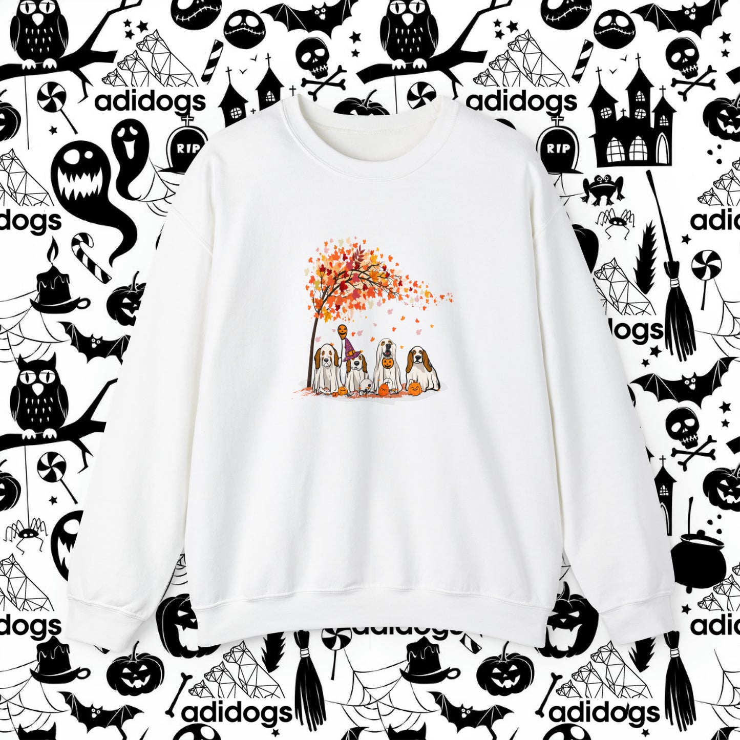 Basset Hound Fall Vibes Halloween Sweatshirts