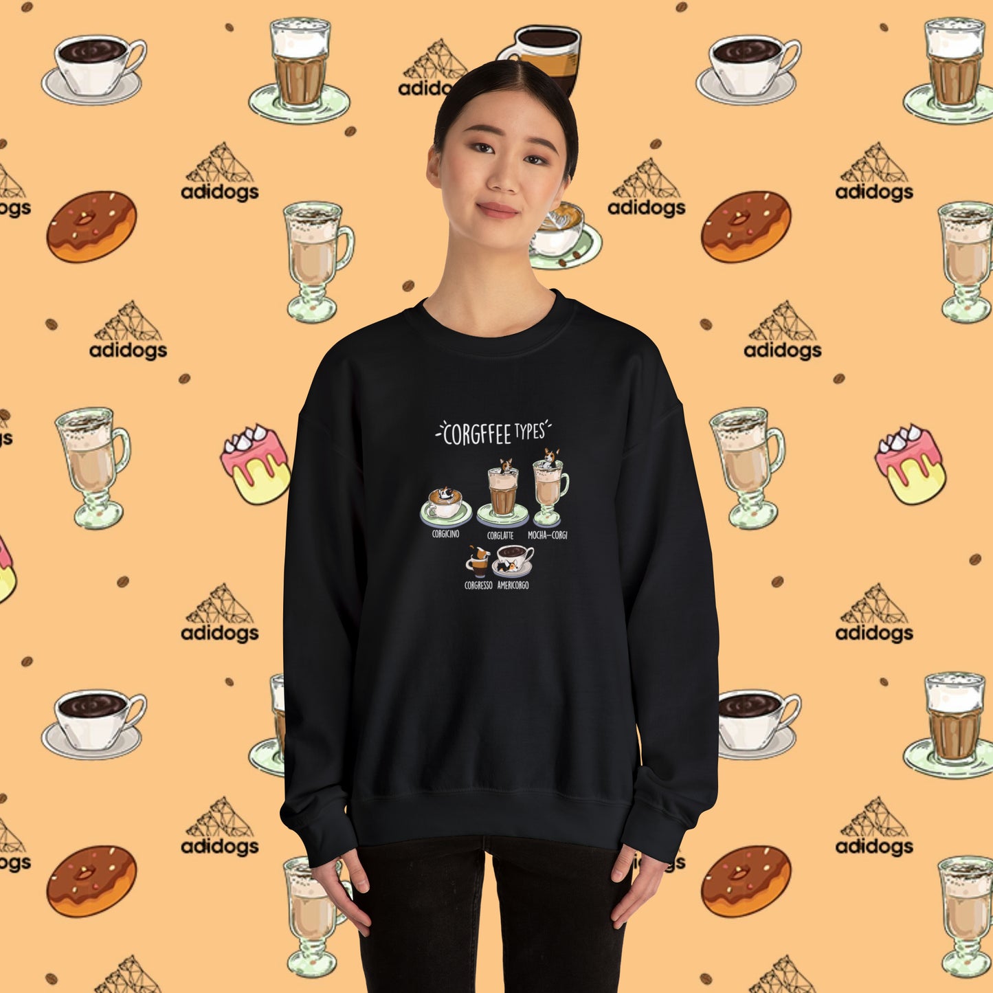 Tri-Color Corgi Lovers Coffee Sweatshirts