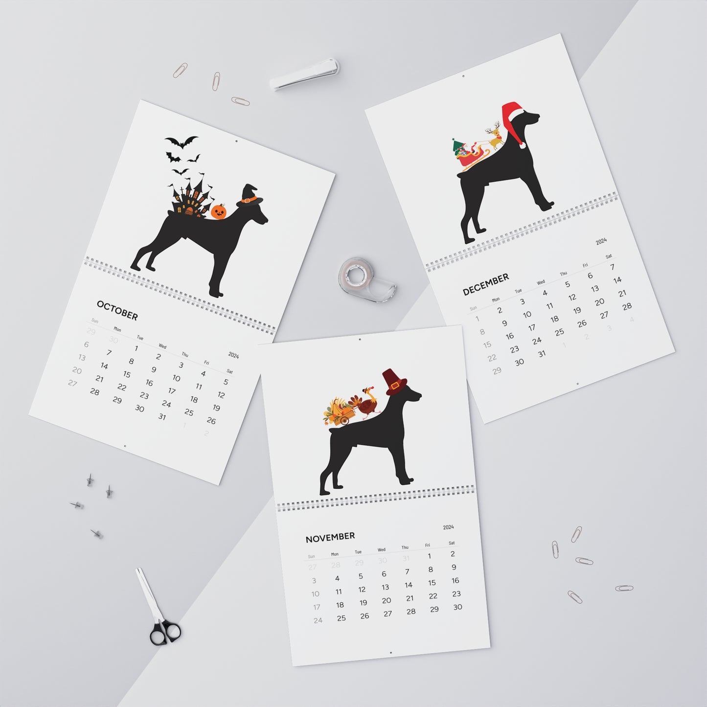 Doberman Wall Calendar 2024