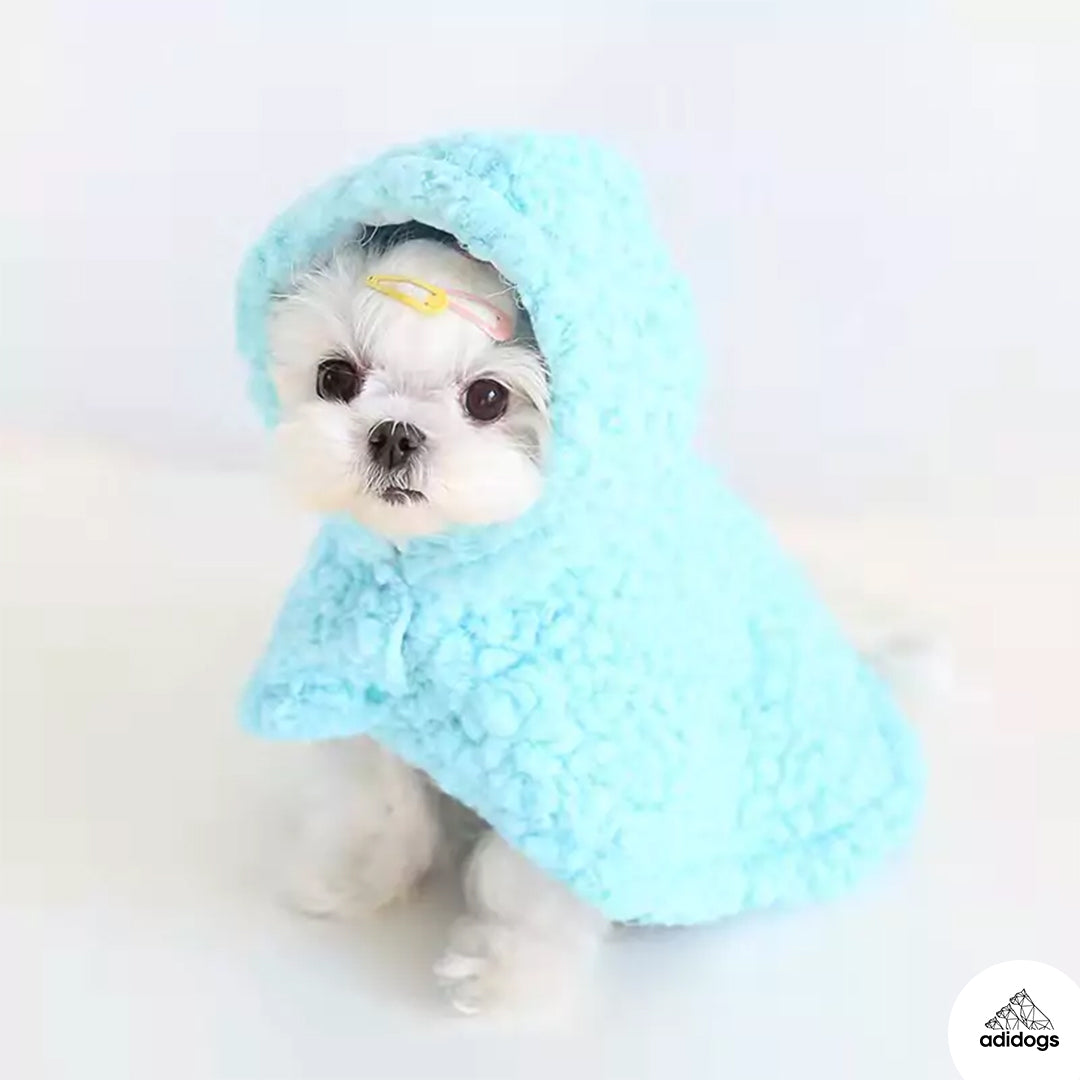 Small Dog Plushy Velvet Hooded Blanket