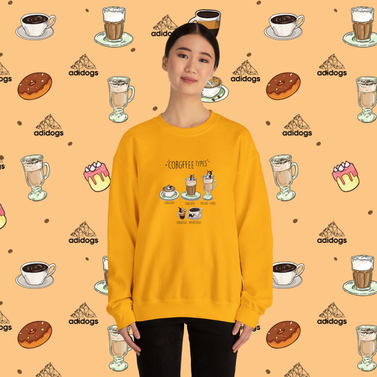 Tri-Color Corgi Lovers Coffee Sweatshirts