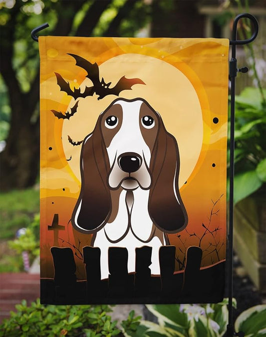 Halloween Basset Hound Garden Flag