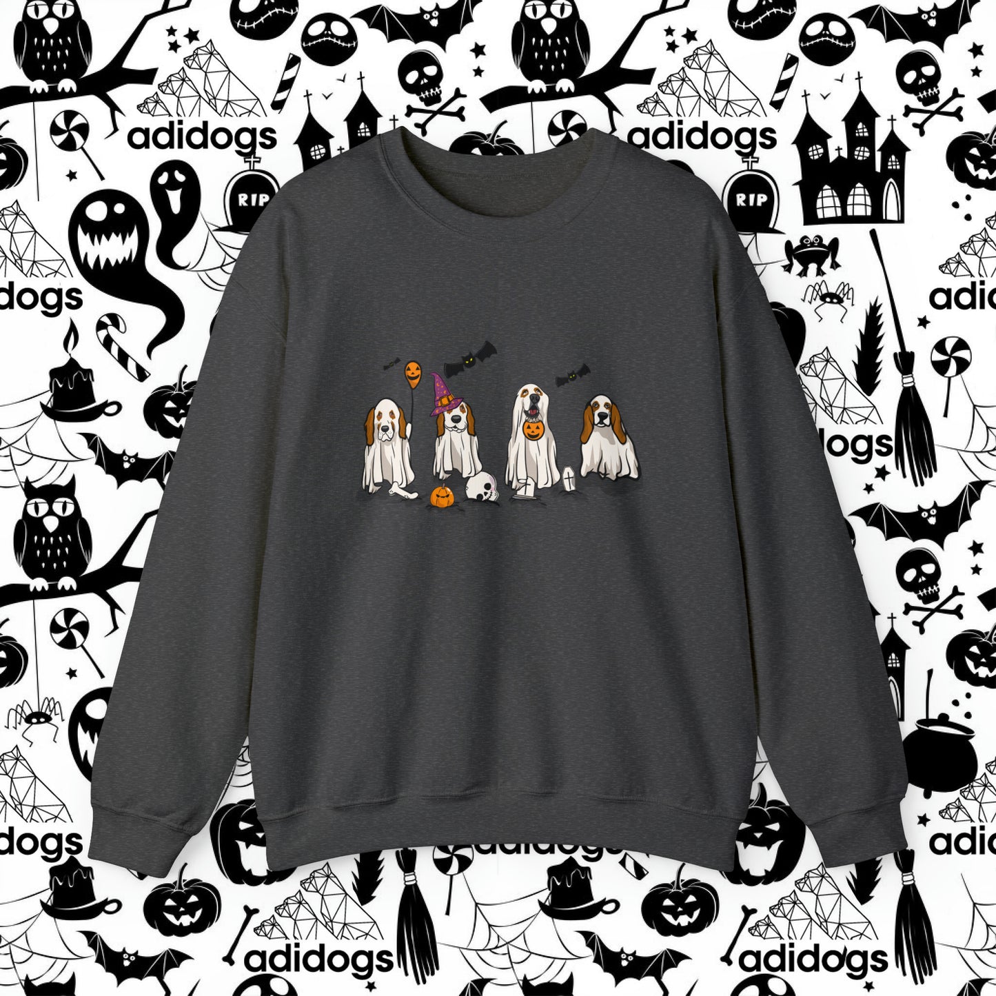 Basset Hound Boo Ghost Halloween Sweatshirts