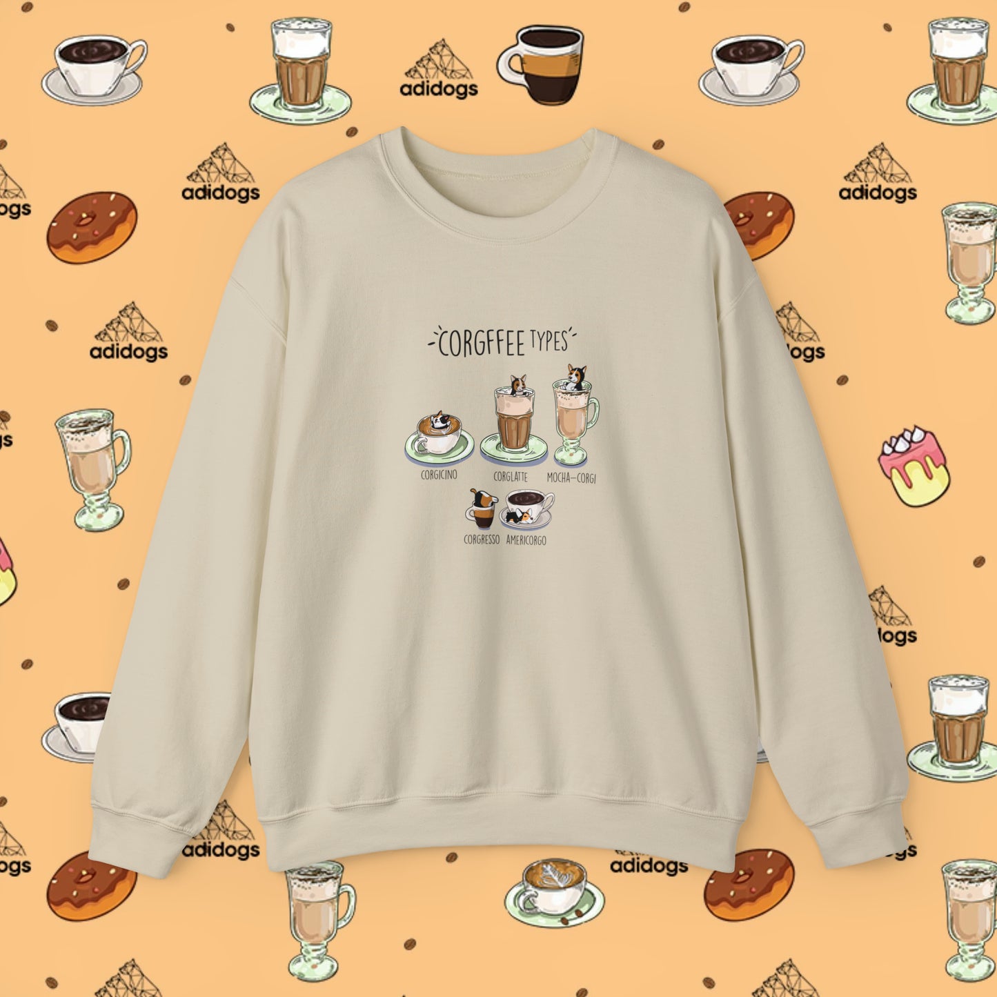 Tri-Color Corgi Lovers Coffee Sweatshirts