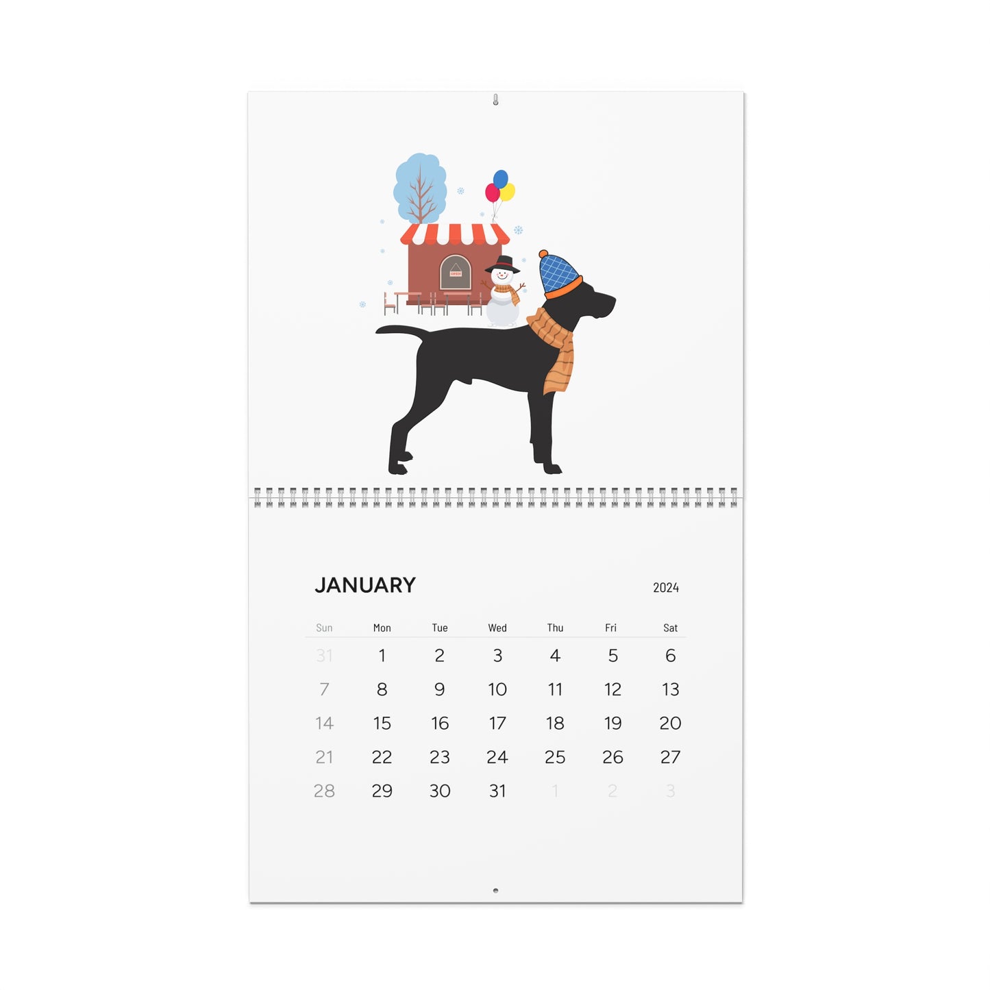 Vizsla Wall Calendar 2024