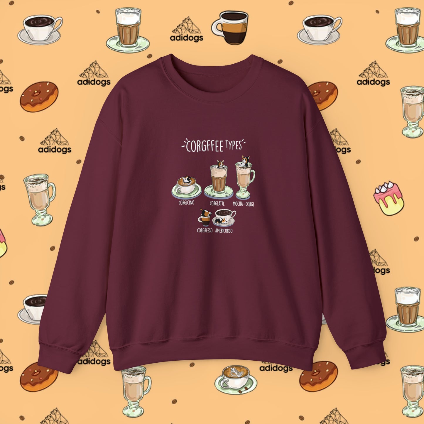 Tri-Color Corgi Lovers Coffee Sweatshirts