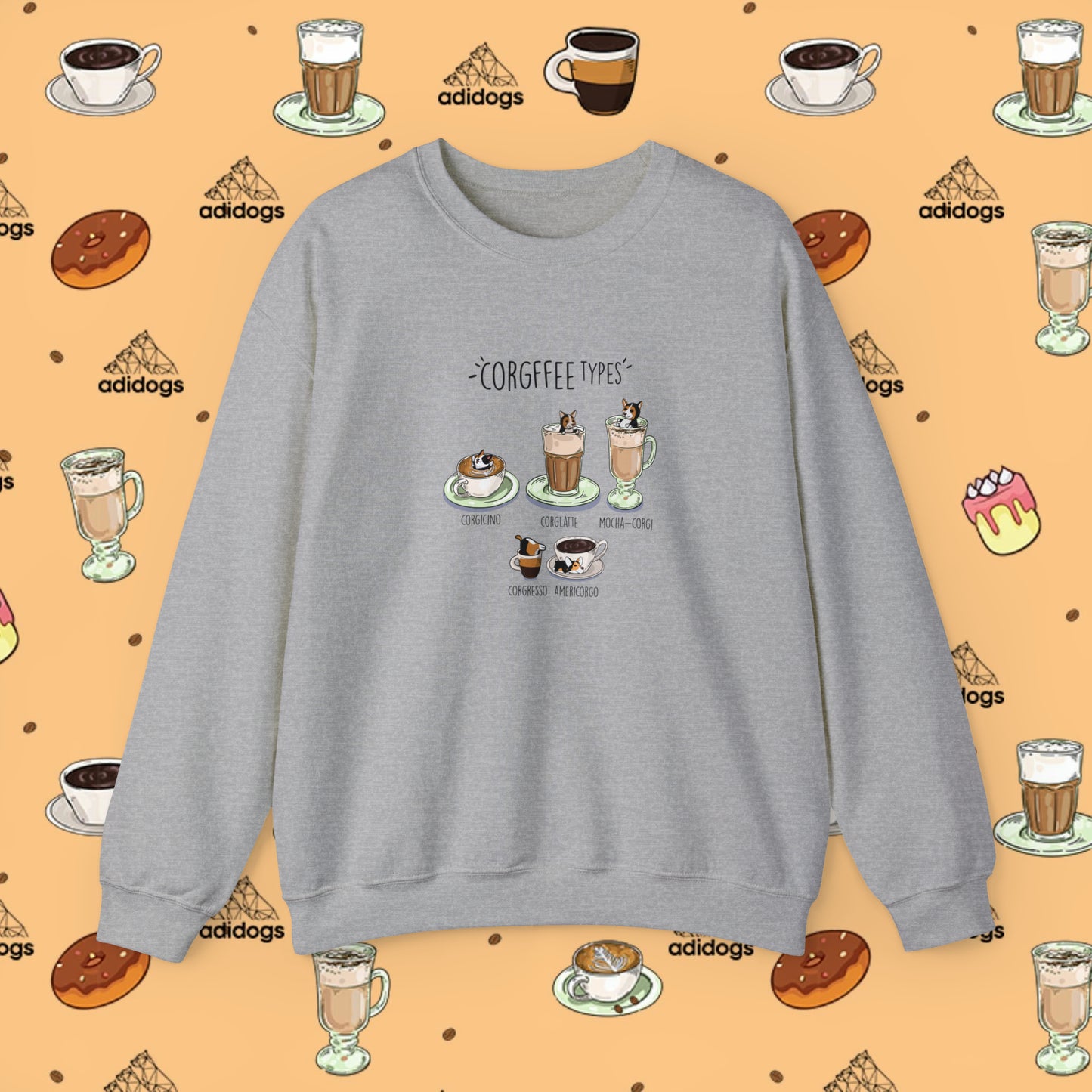 Tri-Color Corgi Lovers Coffee Sweatshirts