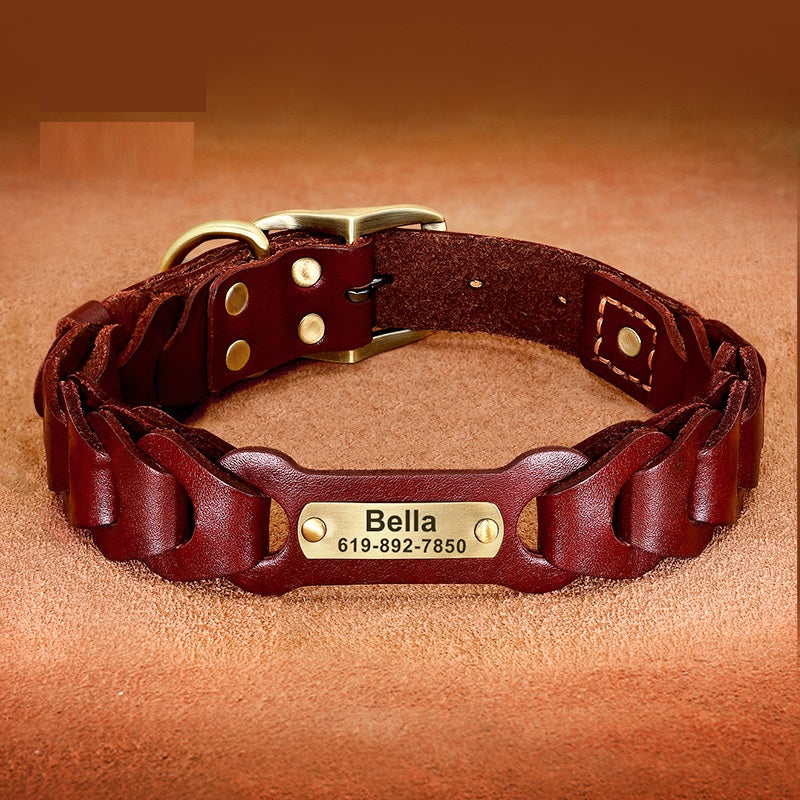 Braided Leather Dog Collar