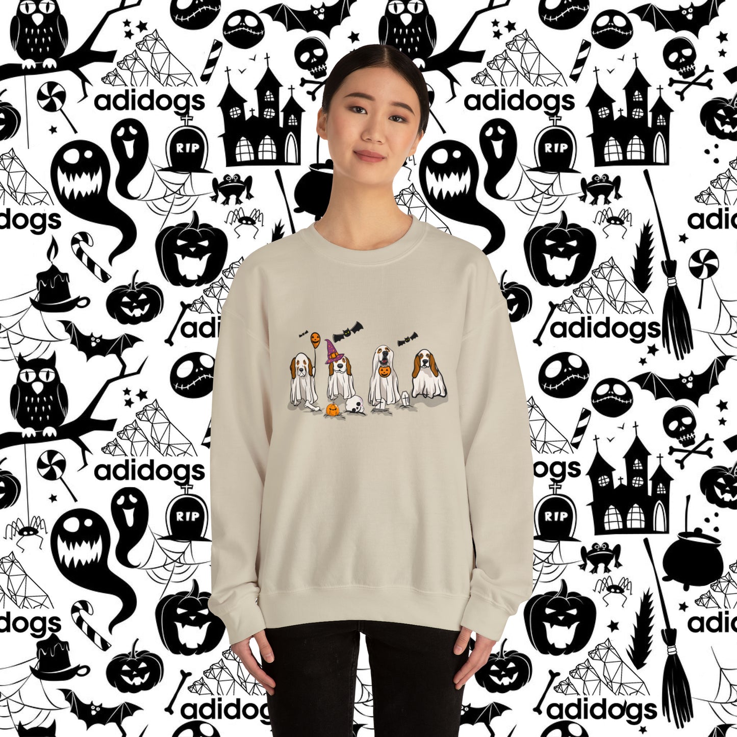 Basset Hound Boo Ghost Halloween Sweatshirts