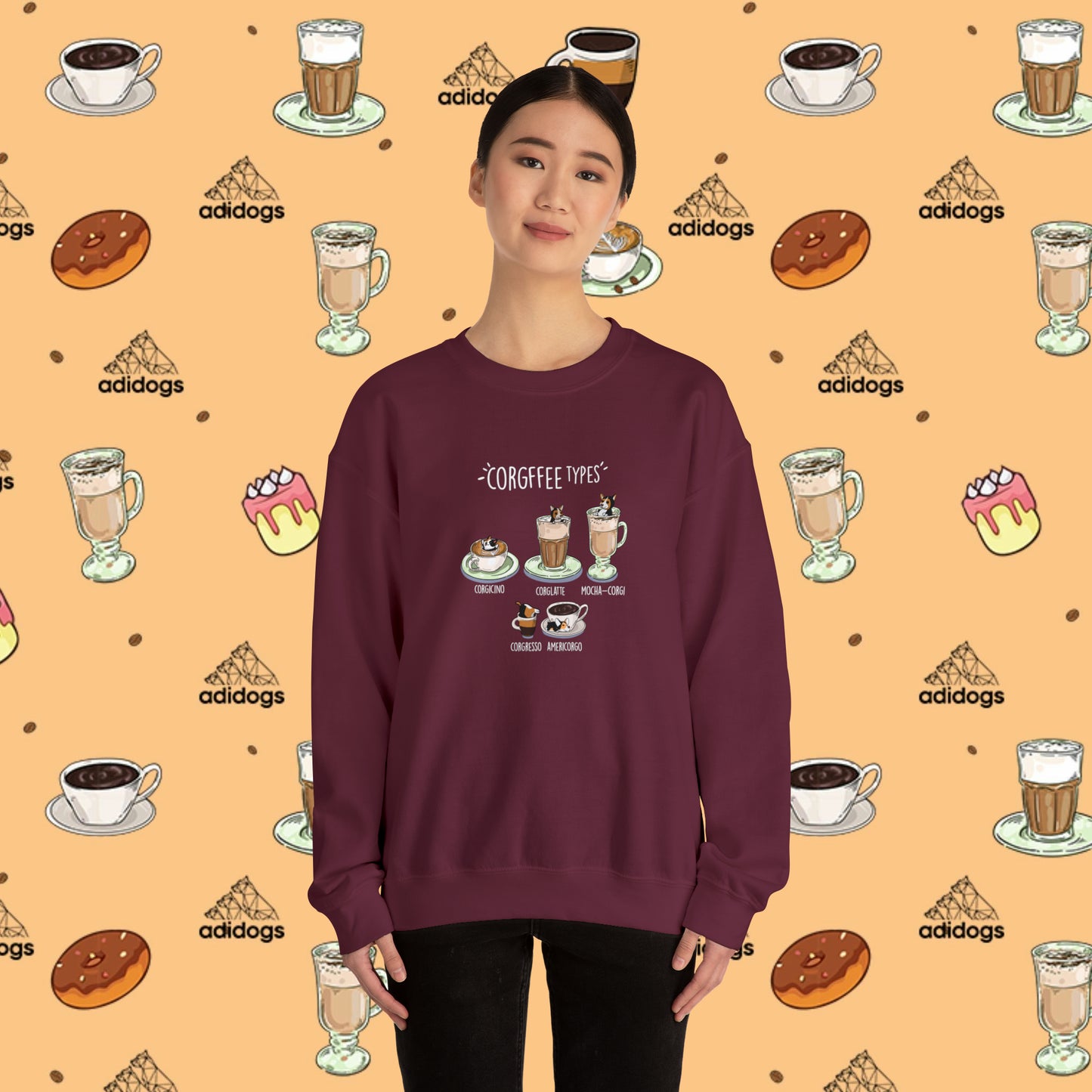 Tri-Color Corgi Lovers Coffee Sweatshirts