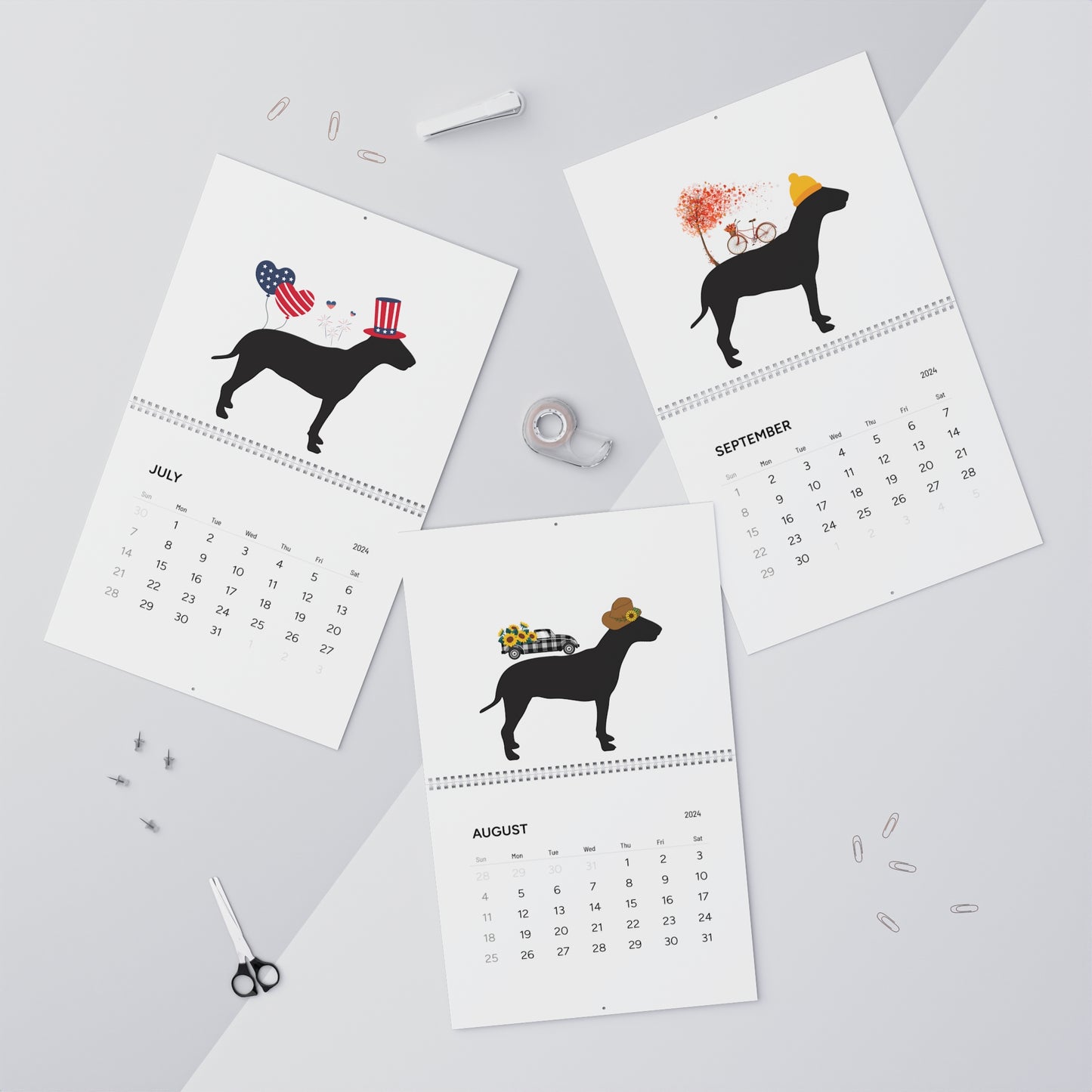 Bull Terrier Wall Calendar 2024