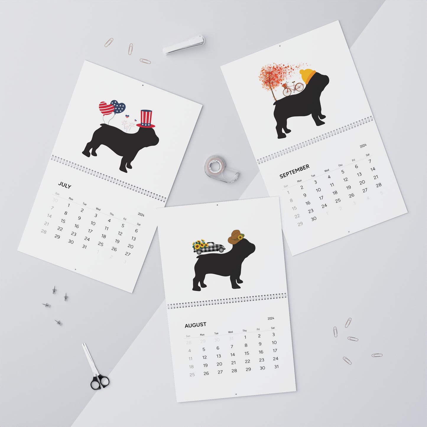 Frenchie Wall Calendar 2024