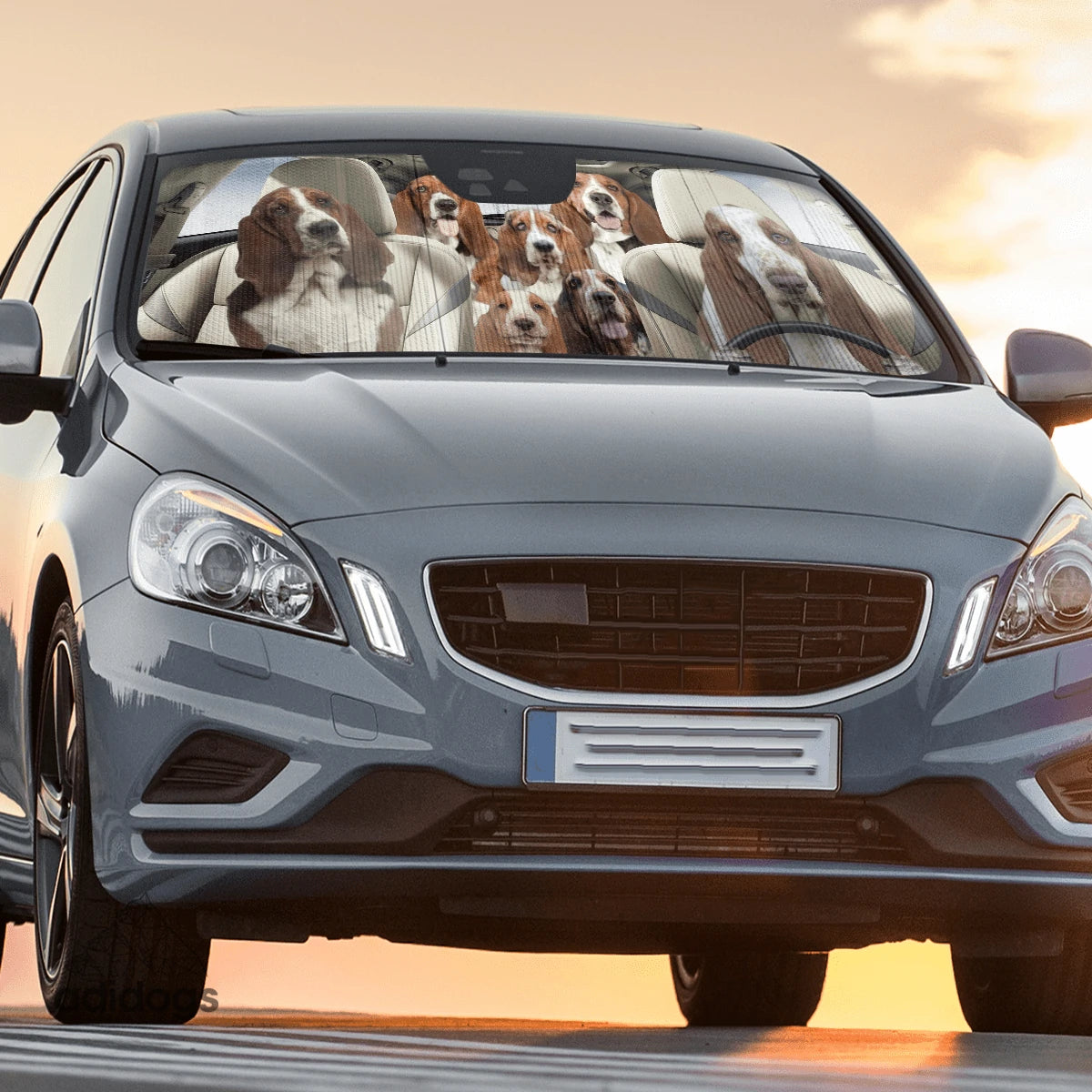 Basset Hound Family Car Sunshade