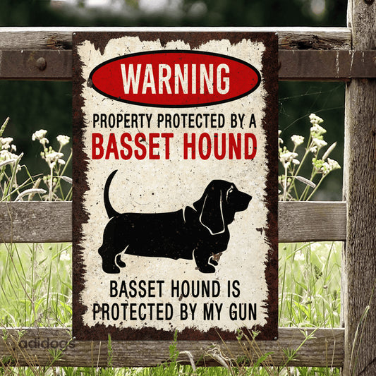 Basset Hound Warning Metal Sign