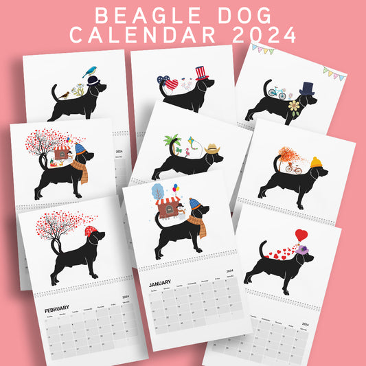 Beagle Wall Calendar 2024