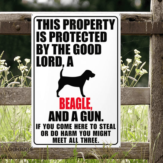 Protected by Beagle Metal Sign