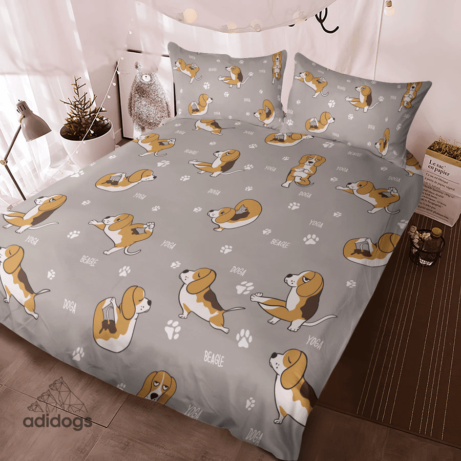 Beagle Yoga Bedding Set