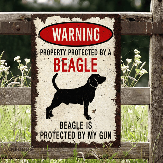 Beagle Warning Metal Sign