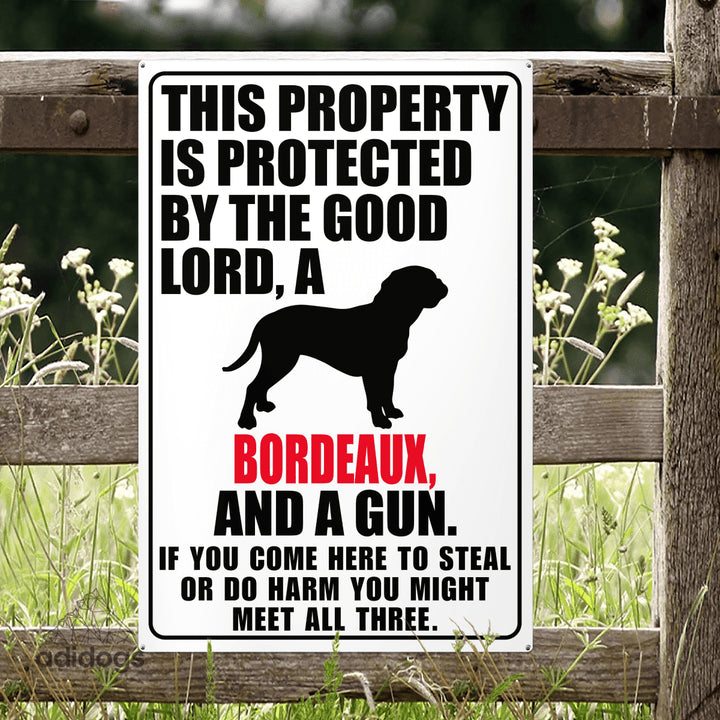 Protected by Bordeaux Metal Sign