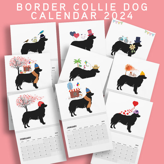 Border Collie Wall Calendar 2024