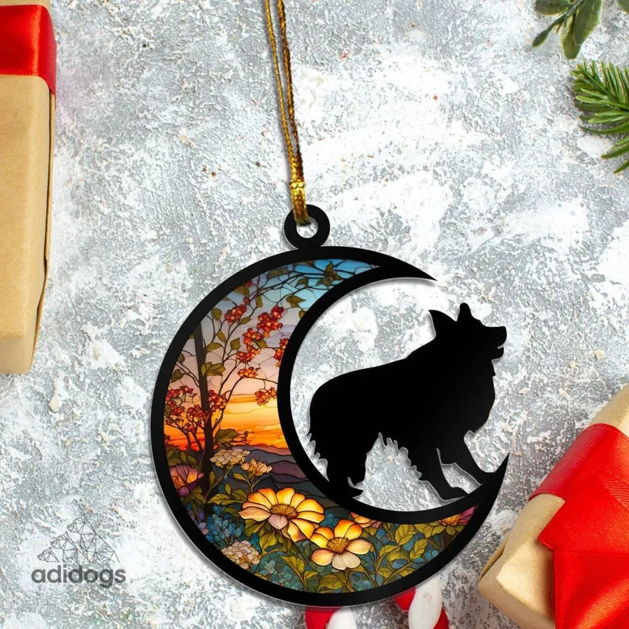 Border Collie Elegant Floral Ornaments