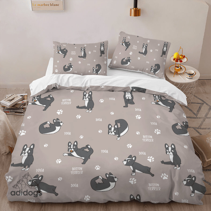 Boston Terrier Yoga Bedding Set