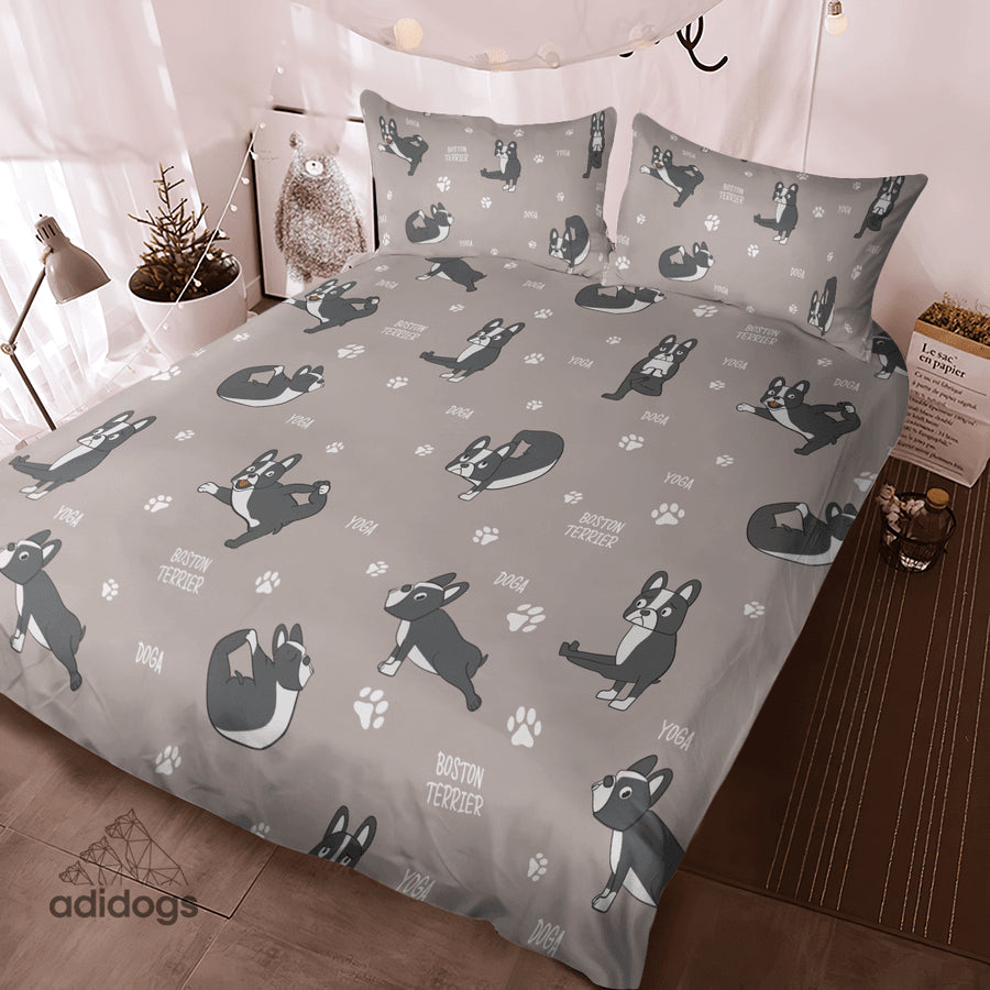 Boston Terrier Yoga Bedding Set