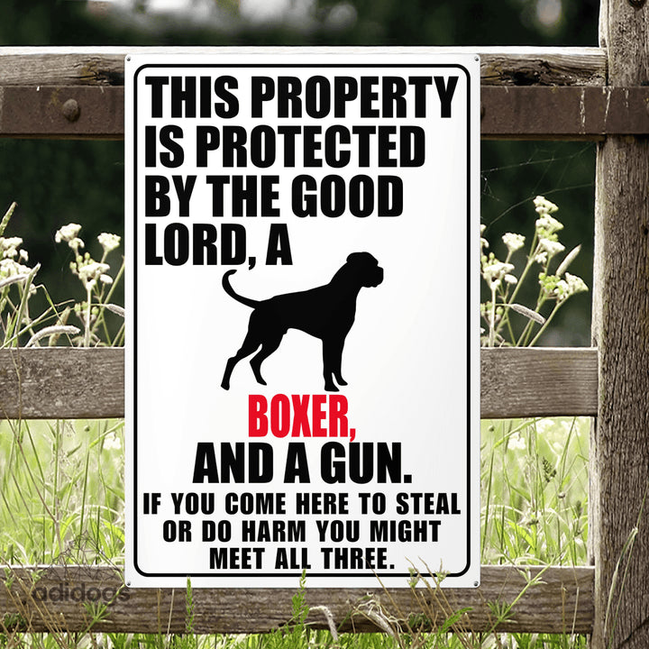 Protected by Boxer Metal Sign