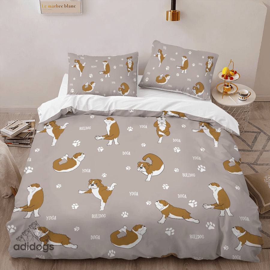 Bulldog Yoga Bedding Set