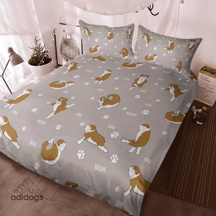 Bulldog Yoga Bedding Set