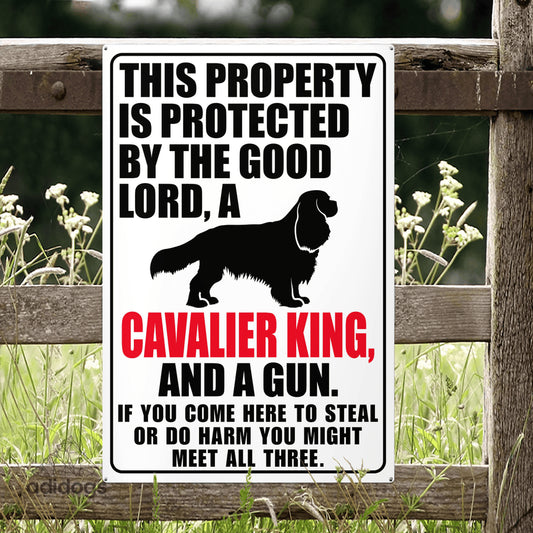 Protected by Cavalier Metal Sign