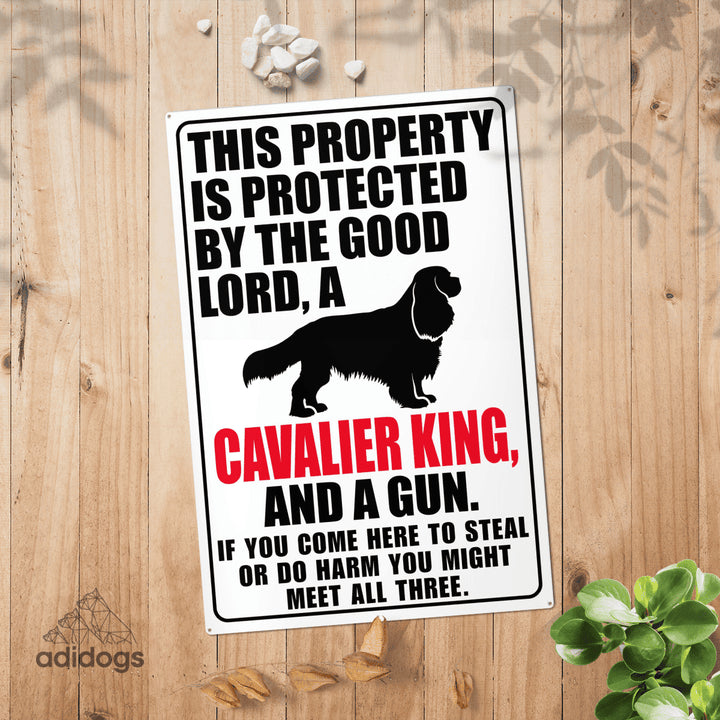 Protected by Cavalier Metal Sign