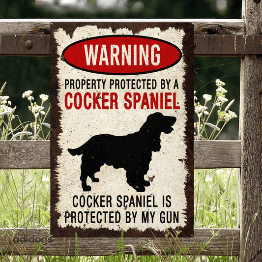 Cocker Spaniel Warning Metal Sign