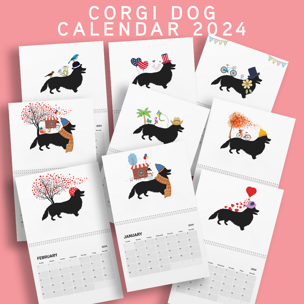 Corgi Wall Calendar 2024