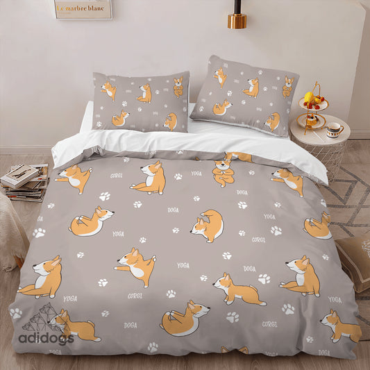 Corgi Yoga Bedding Set