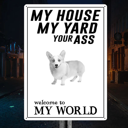 Welcome To Corgi World Metal Sign