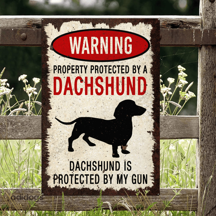 Dachshund Warning Metal Sign