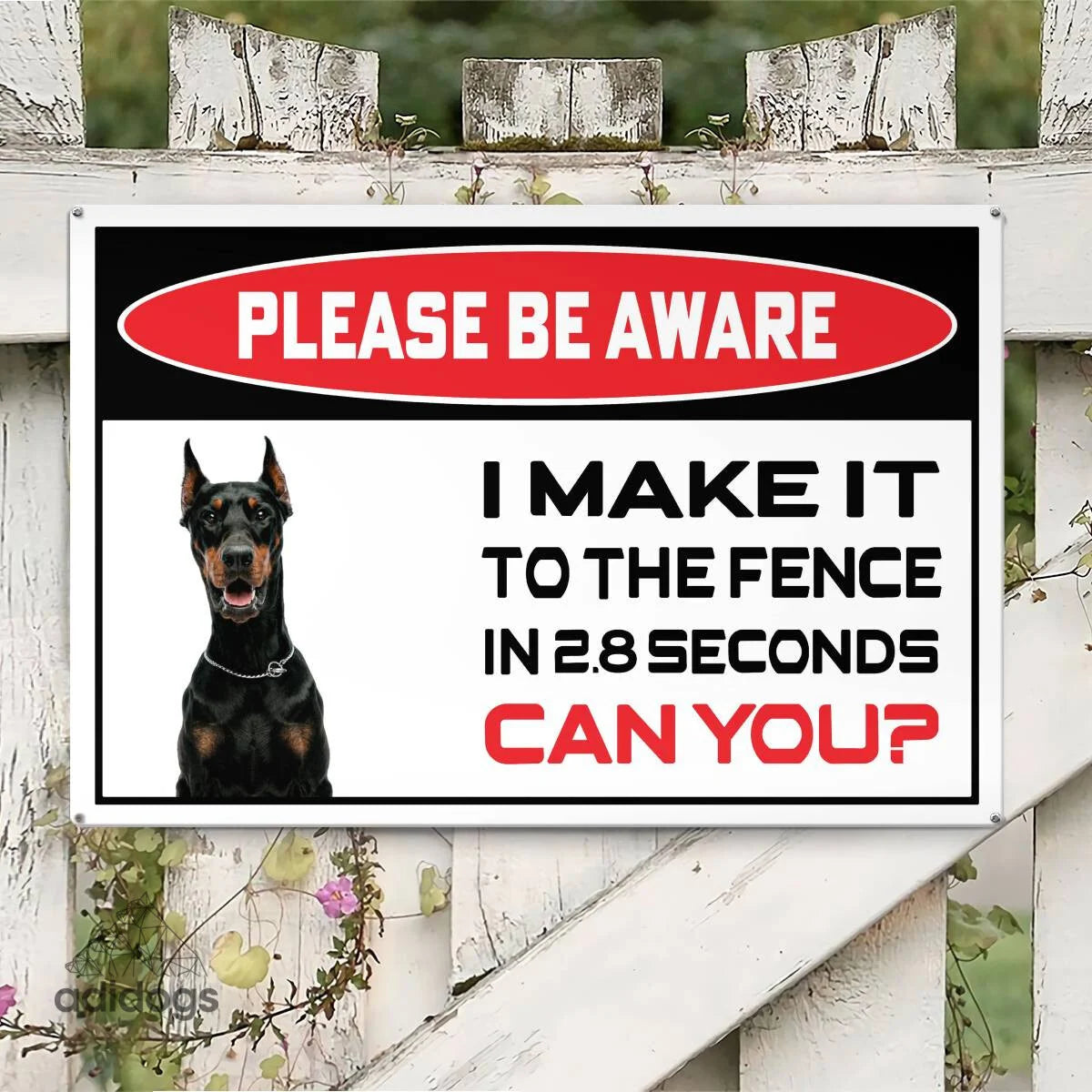 Please Be Aware of Doberman Sign