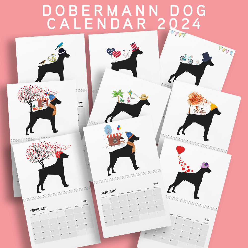 Doberman Wall Calendar 2024