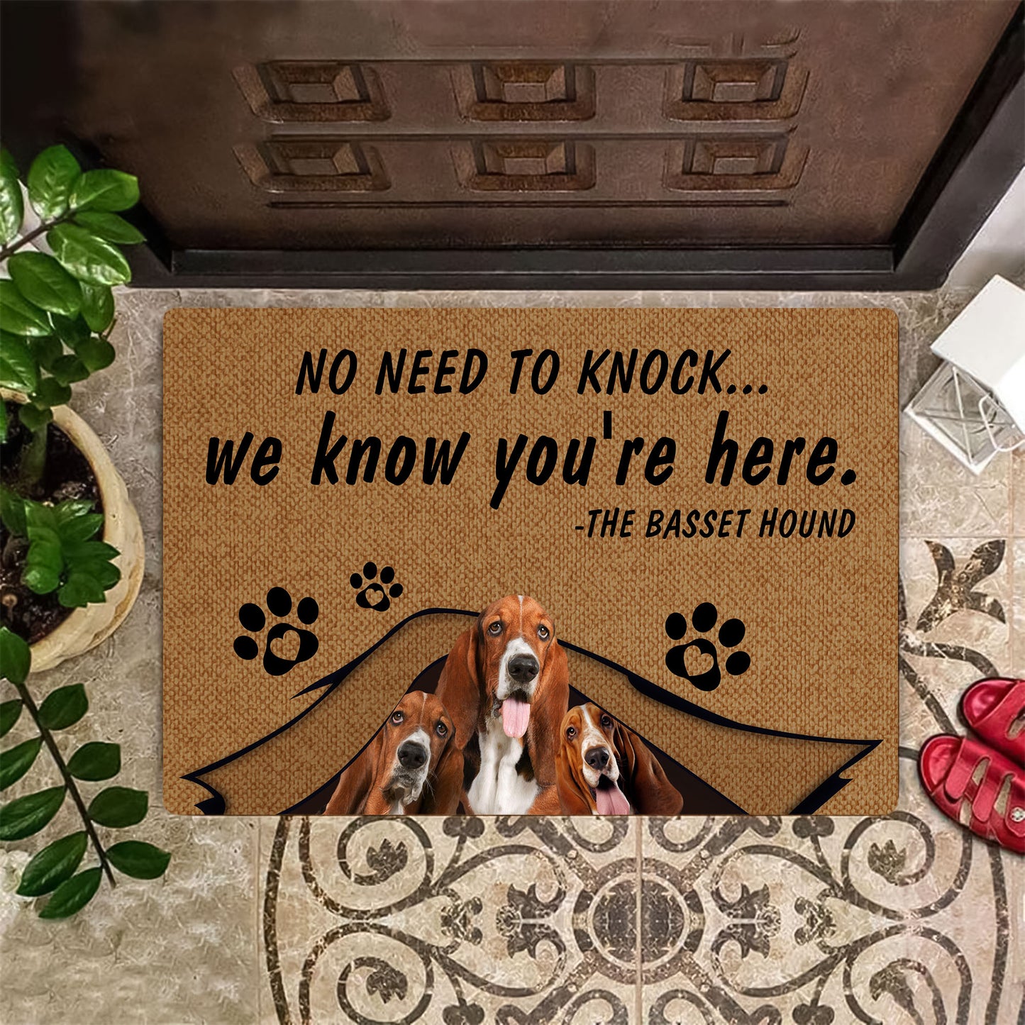 No Need To Knock Basset Hound Doormat