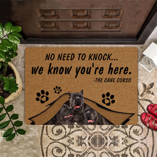 No Need To Knock Cane Corso Doormat