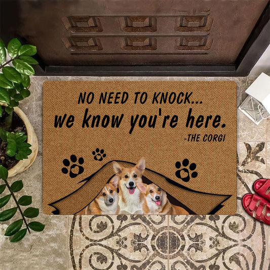 No Need To Knock Corgi Doormat