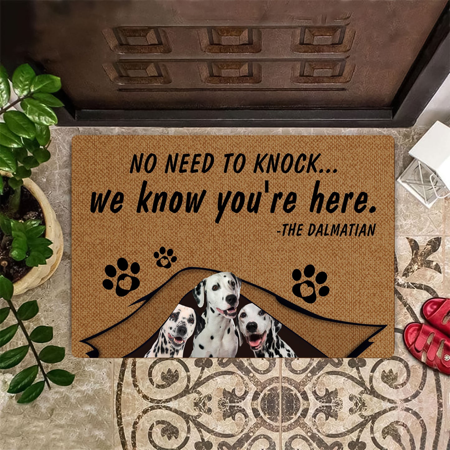 No Need To Knock Dalmatian Doormat