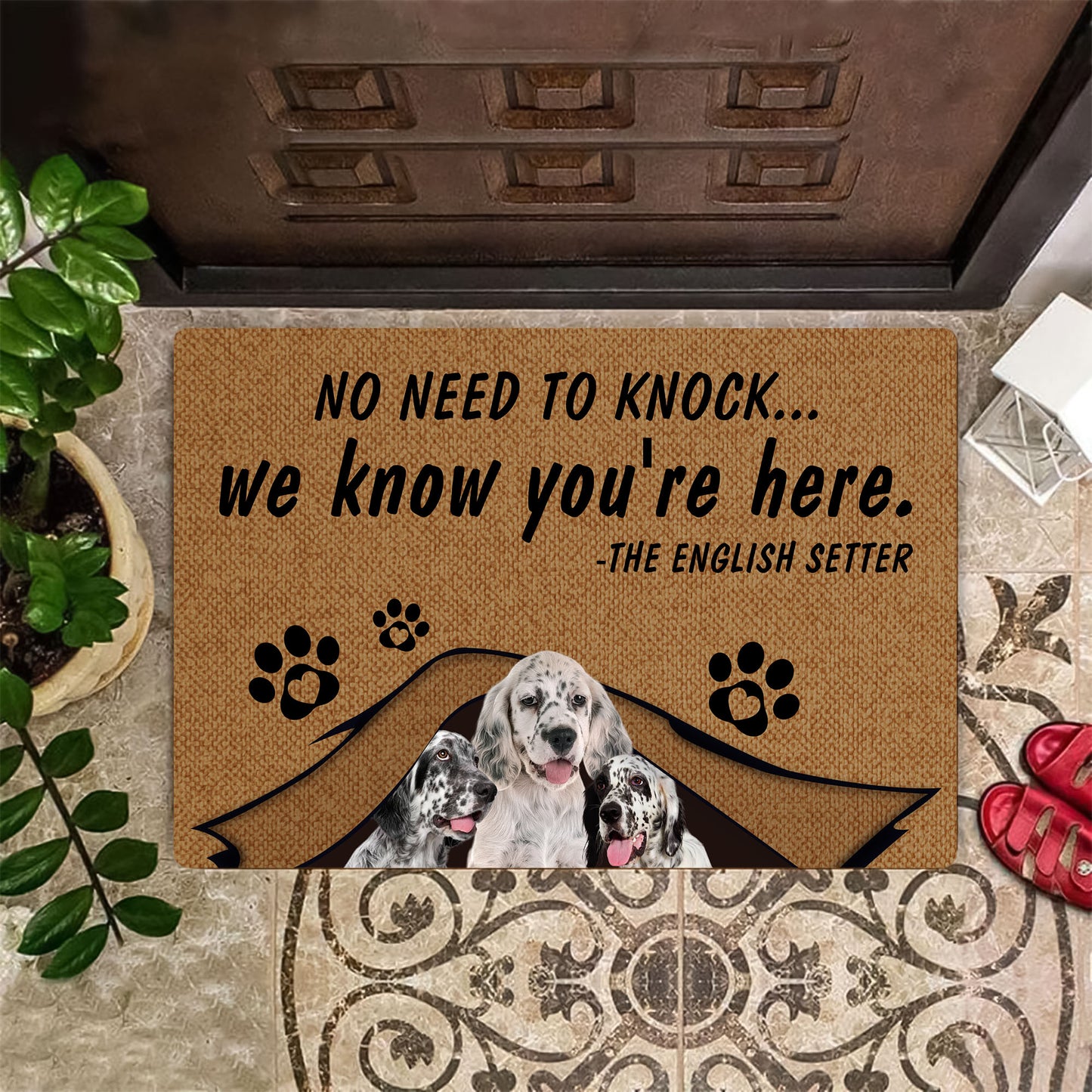 No Need To Knock English Setter Doormat