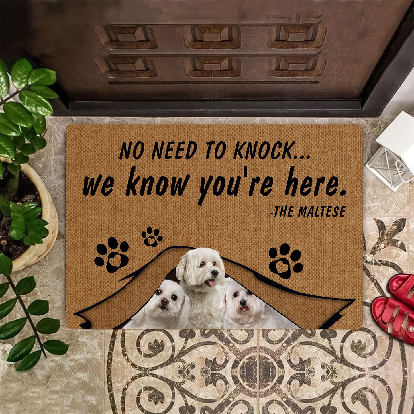 No Need To Knock Maltese Doormat